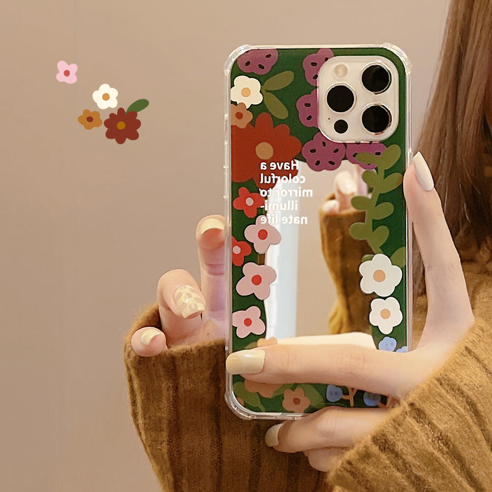 Blumenmuster IPhone Case Silikon mit Spiegel