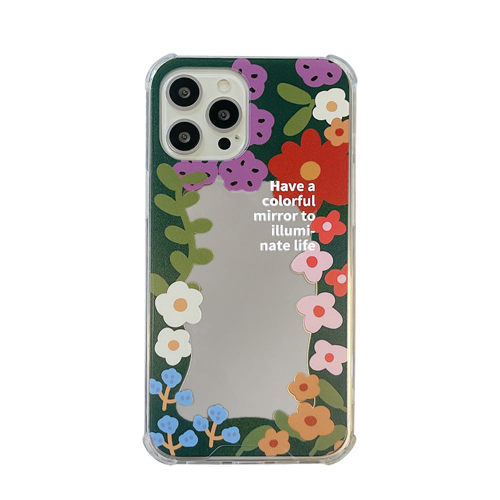 Blumenmuster IPhone Case Silikon mit Spiegel